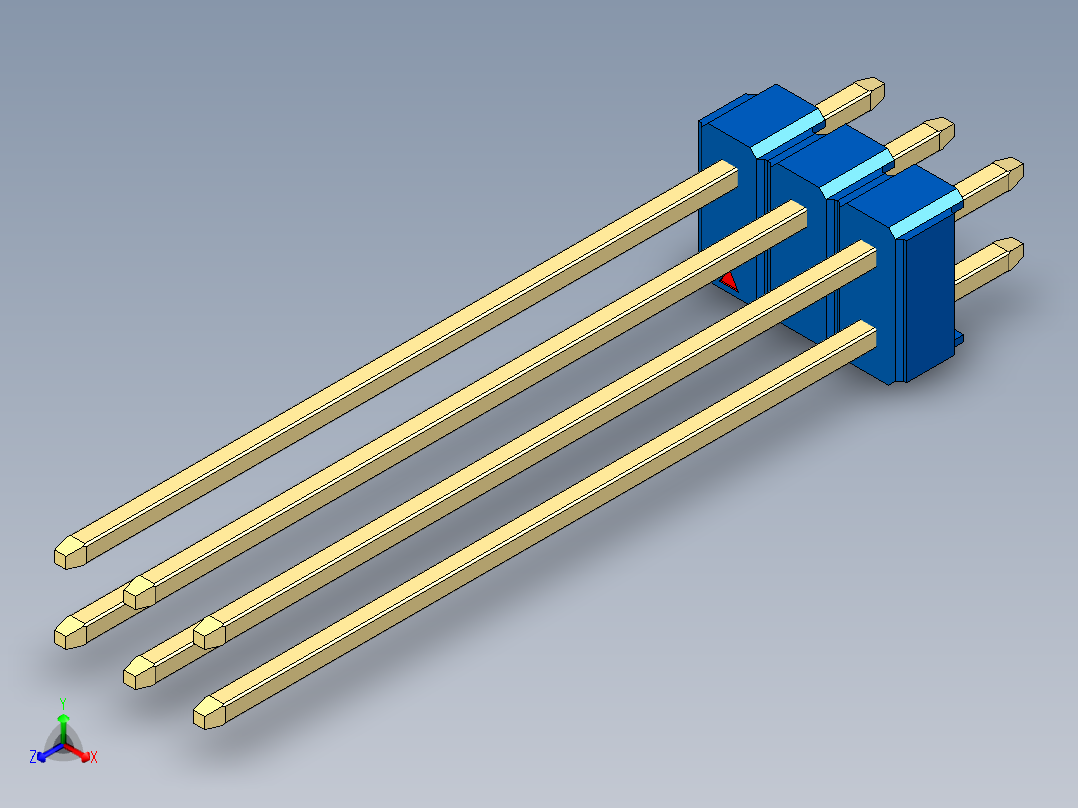 彩色公头100mil（2.54mm）系列-DS1021_blue_2x03p_100mil_Type43_rev1.0主视图