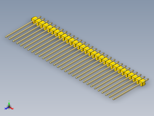 彩色公头100mil（2.54mm）系列-DS1021_yellow_1x30p_100mil_Type19_rev1.0正等轴测缩略图