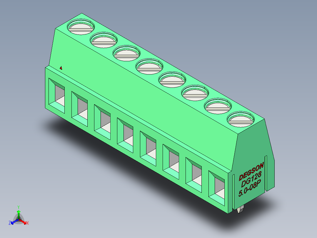 DEGSON DG128 系列 5.07.5mm 接线端子-DG128-5.0-08P-14-00AH正等轴测图
