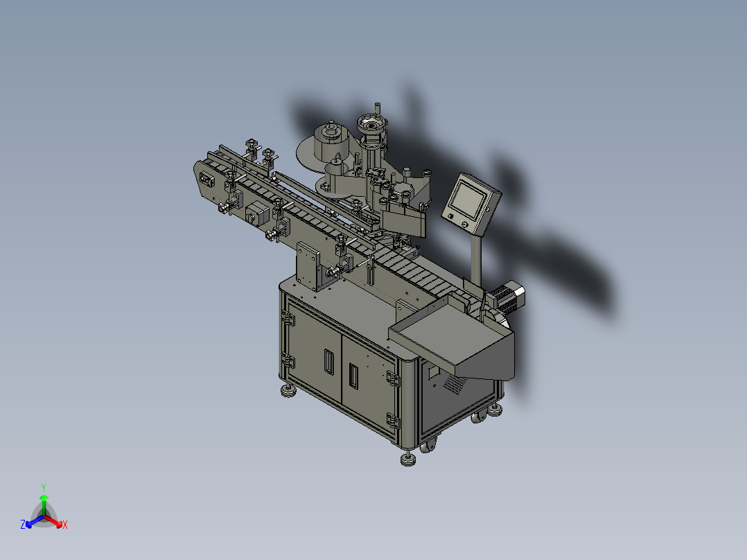 T21100全自动立式圆瓶贴标机正等轴测图