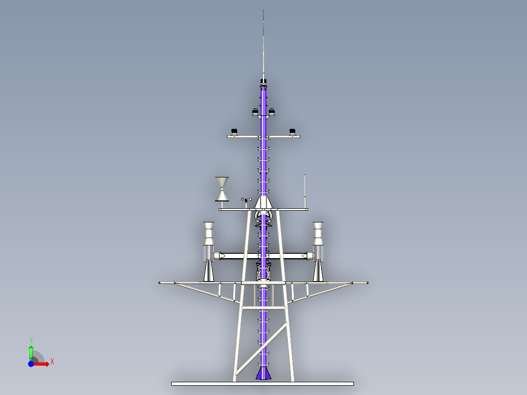 复合避雷针三维模型前视图