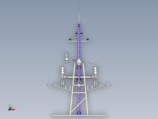 复合避雷针三维模型前视缩略图