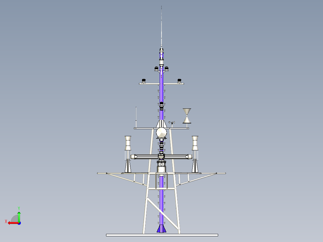 复合避雷针三维模型后视图