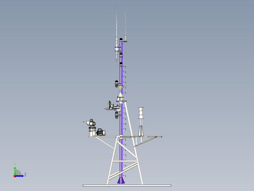 复合避雷针三维模型左视缩略图