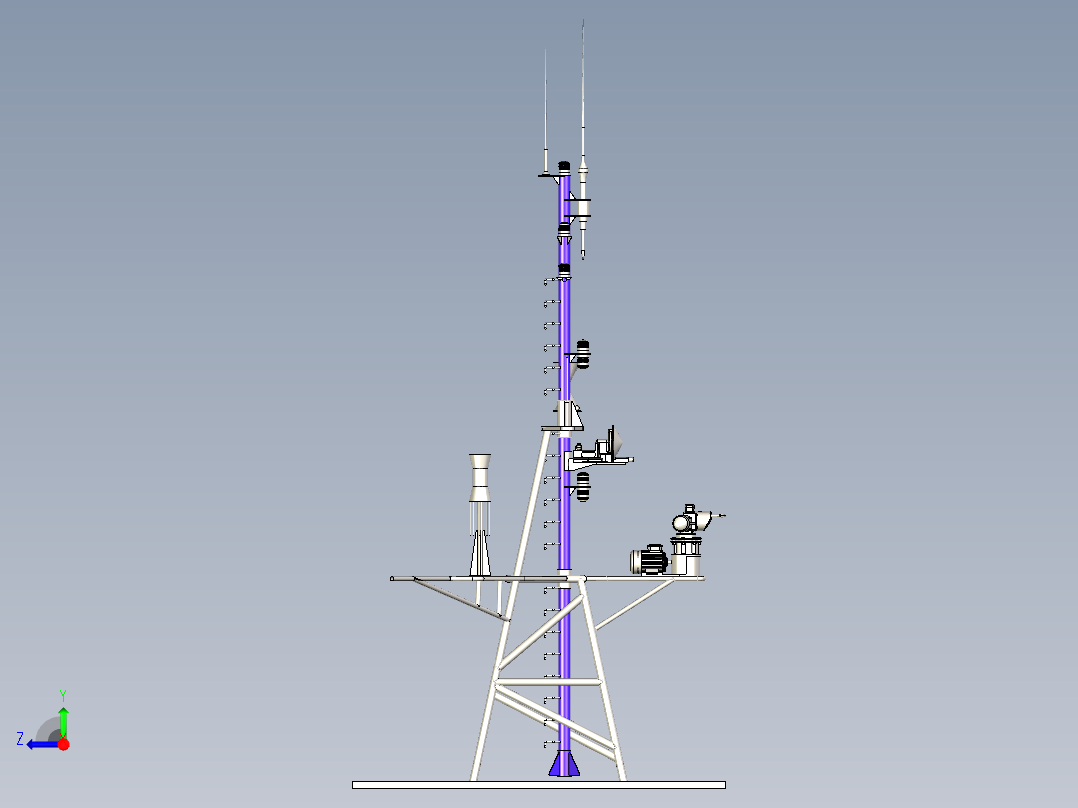 复合避雷针三维模型右视图