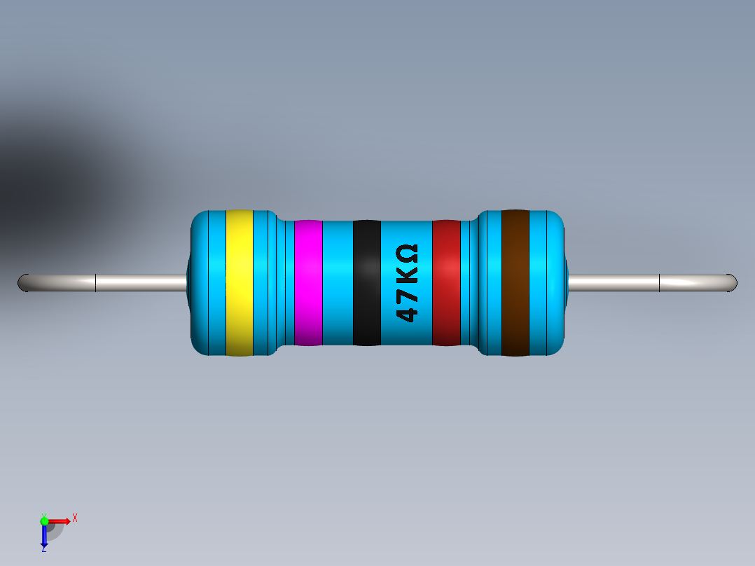 电容器 二极管 电阻器-Resistor 47K Ohm 1 Watt俯视图