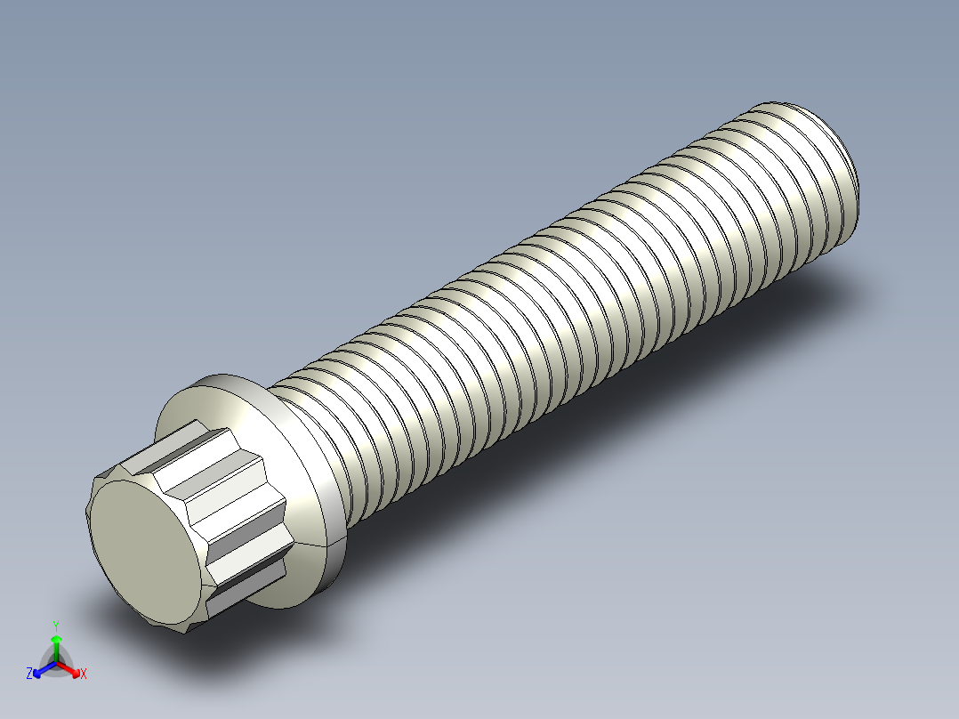 法兰头螺钉-5-16in-24 1.5long 12-point screws.IGS正等轴测图