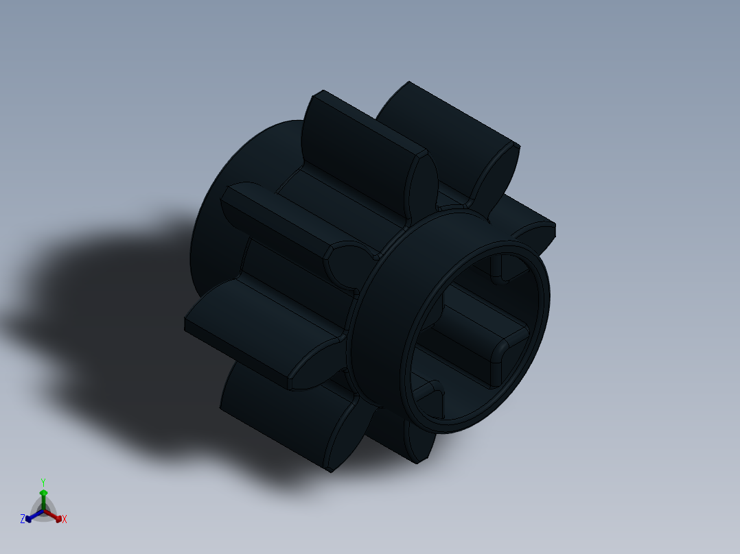 3647 - 4120181 Black Technic Gear 8 Tooth.SLDPRT主视图