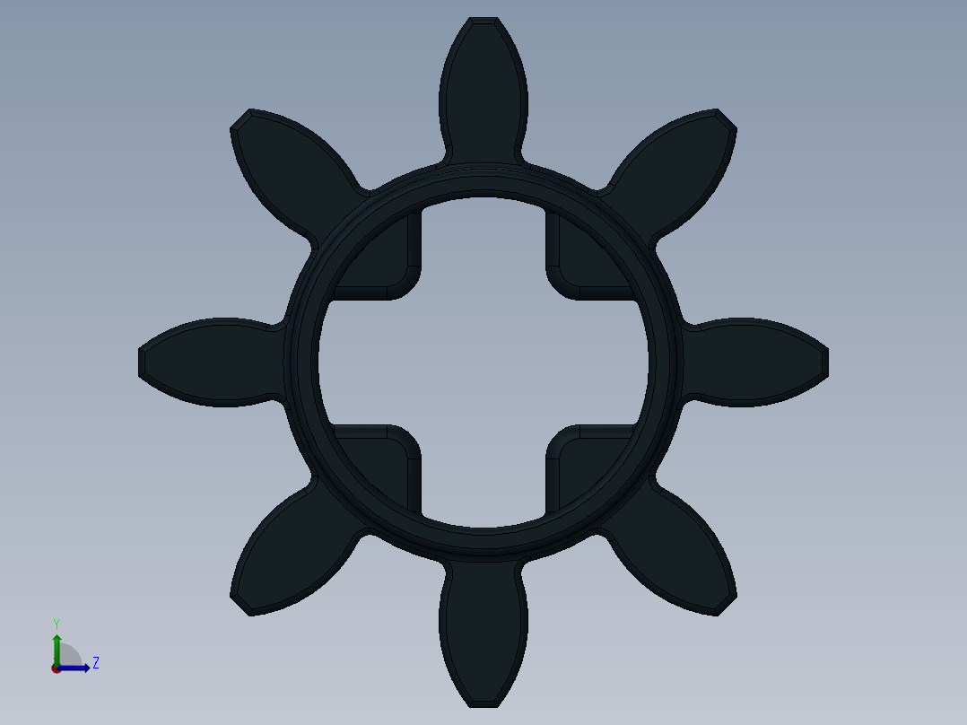 3647 - 4120181 Black Technic Gear 8 Tooth.SLDPRT左视图