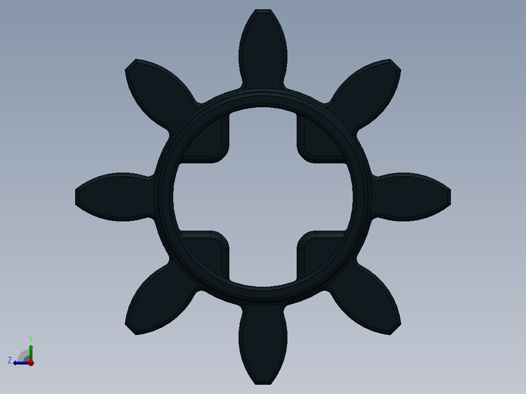 3647 - 4120181 Black Technic Gear 8 Tooth.SLDPRT右视图