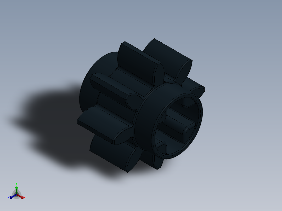 3647 - 4120181 Black Technic Gear 8 Tooth.SLDPRT正等轴测图