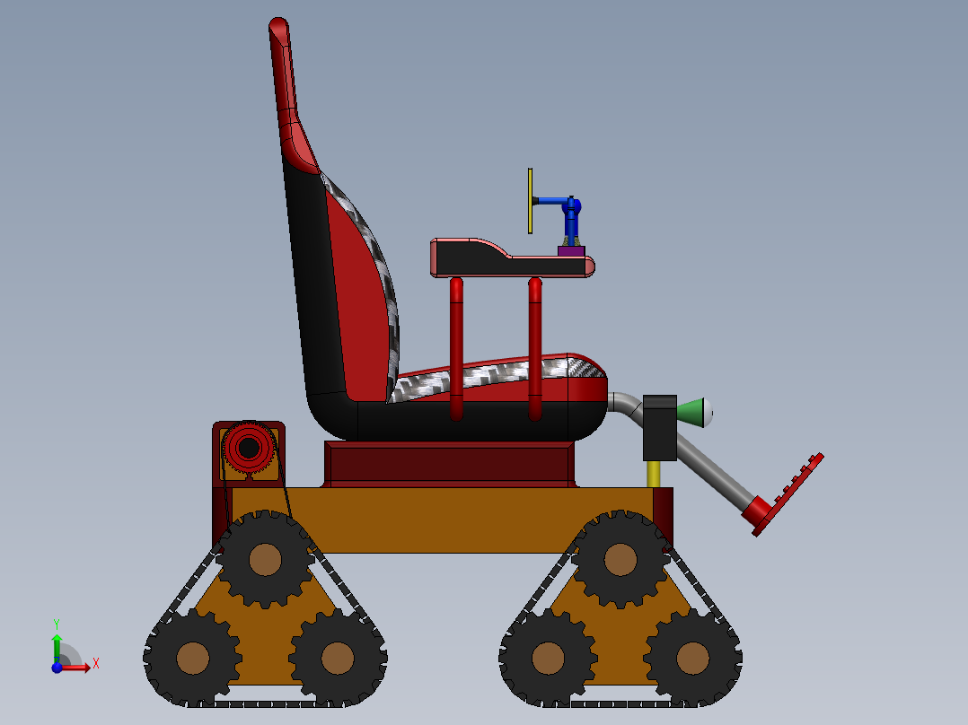 全地形三角履带轮椅简易模型前视图