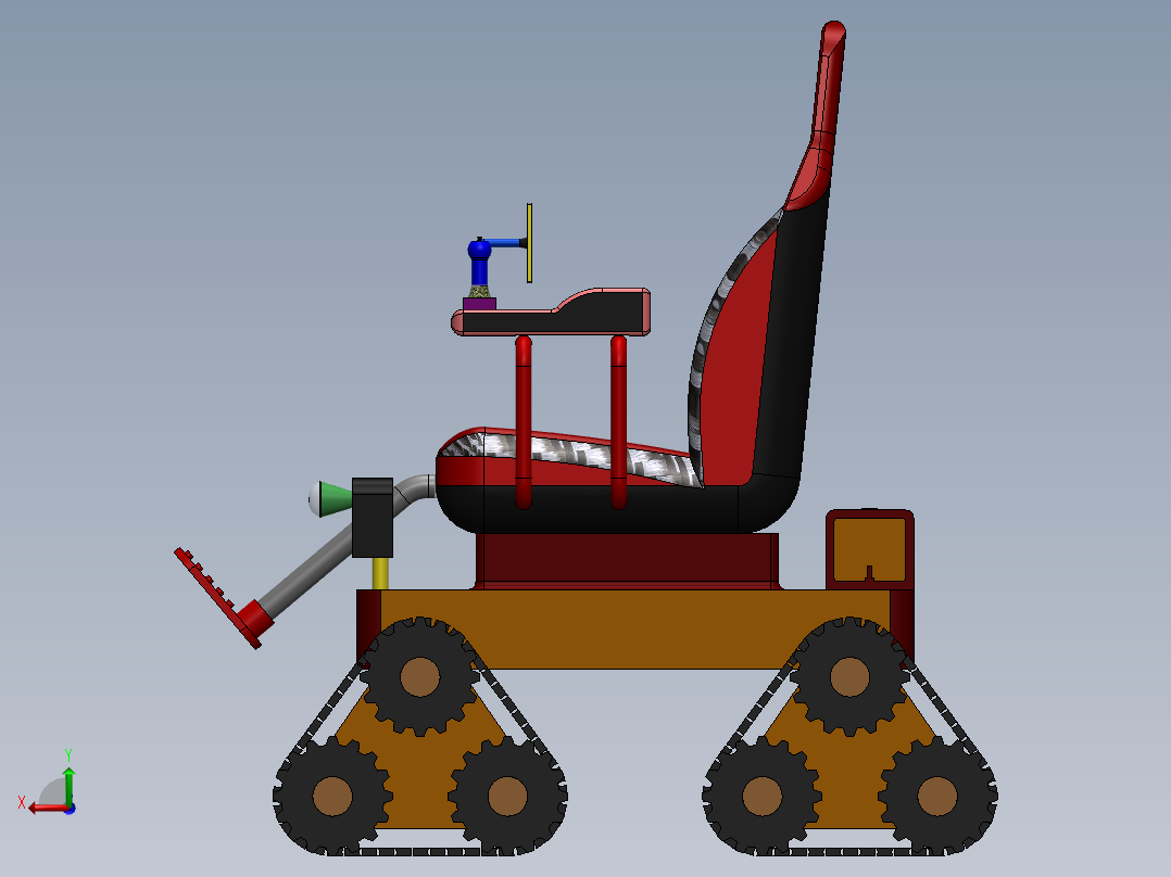 全地形三角履带轮椅简易模型后视图