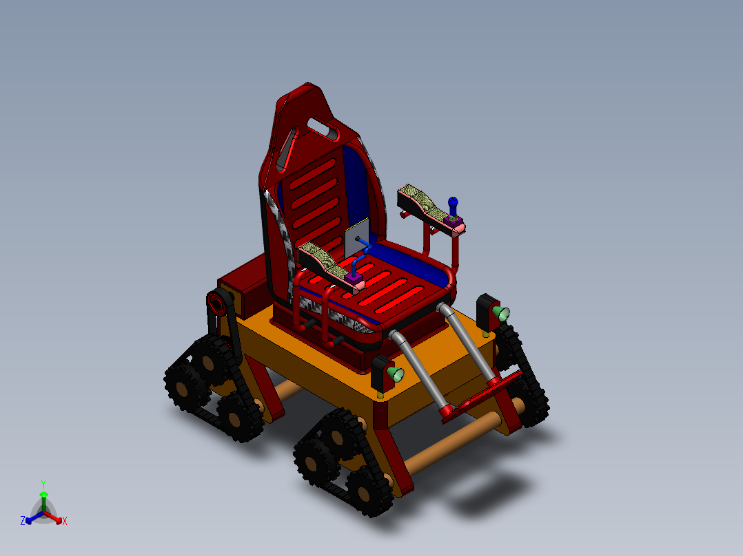 全地形三角履带轮椅简易模型正等轴测图