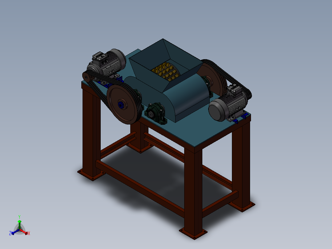 破碎机、正反转双轴破碎机正等轴测图