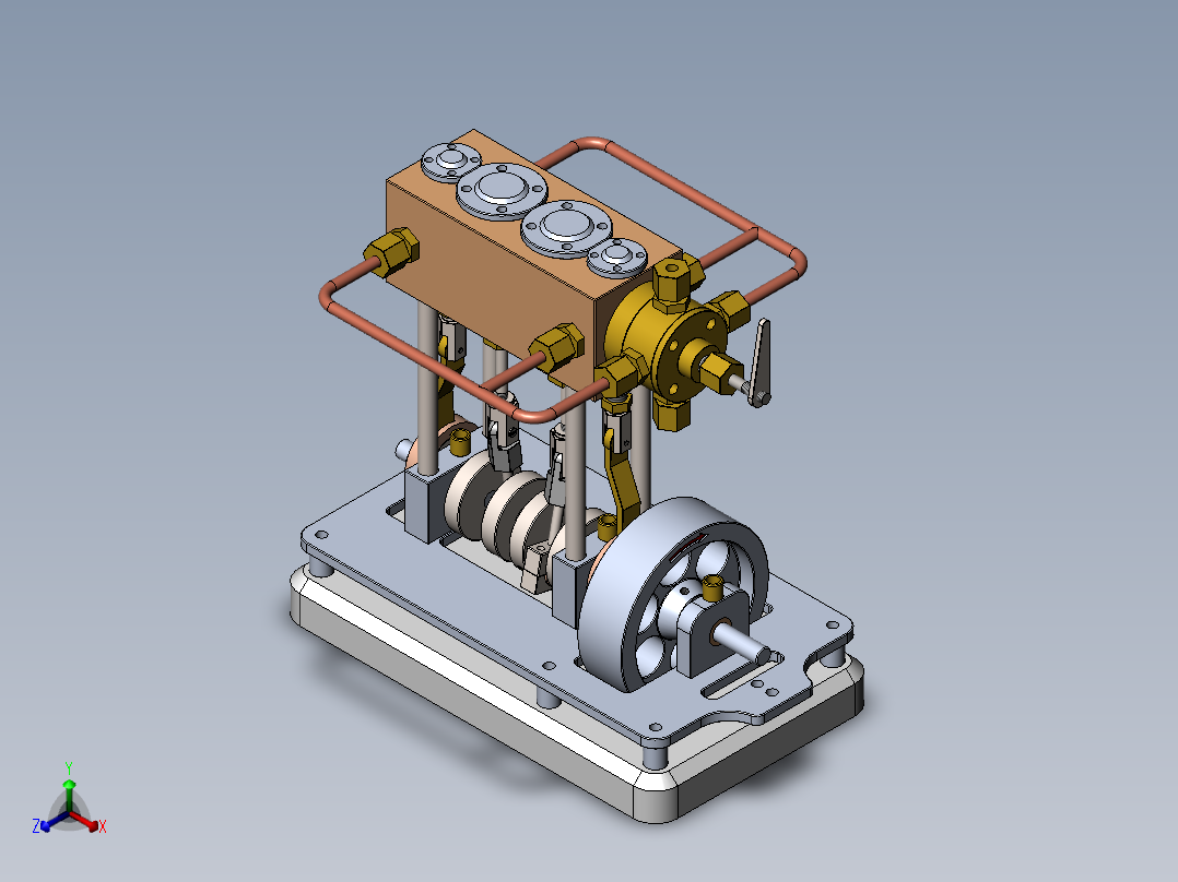 蒸汽机steam-engine-127833-模型格式为 sw正等轴测图