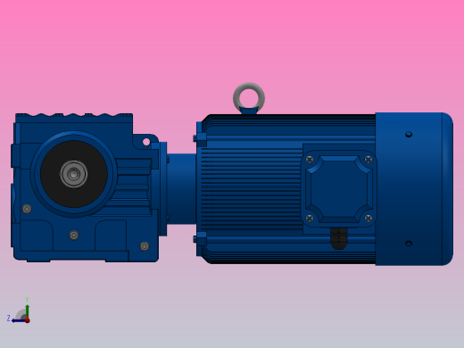 S57底脚轴伸式安装斜齿-蜗轮蜗杆减速机S57-YV0.75-6P-41-M1-0°-B右视缩略图