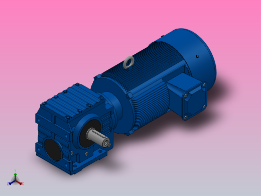 S57底脚轴伸式安装斜齿-蜗轮蜗杆减速机S57-YV0.75-6P-41-M1-0°-B正等轴测缩略图