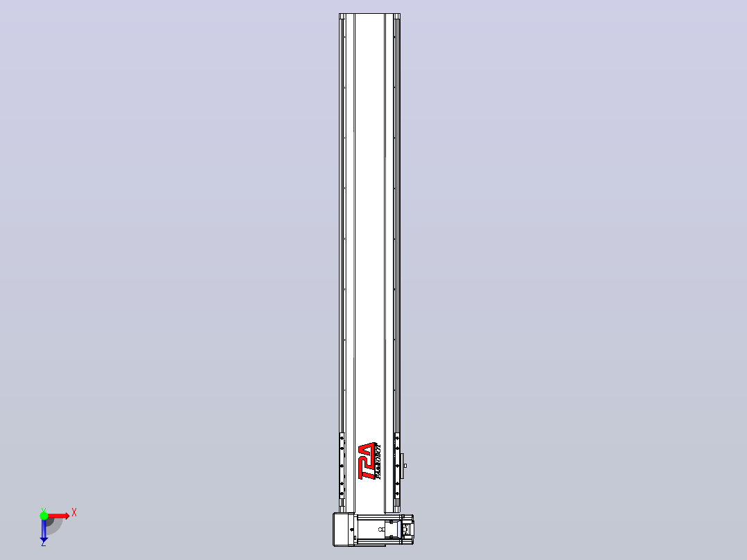 皮带直线轴半封闭可选导轨TPA-HNB-120D-110-L750-LU-Y-P40-N3俯视图