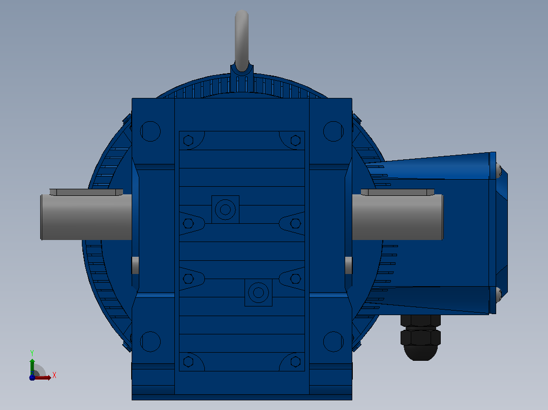 K37底脚轴伸式安装螺旋锥齿轮减速机K37-Y1.1-4P-12.14-M1-0°-A+B前视图