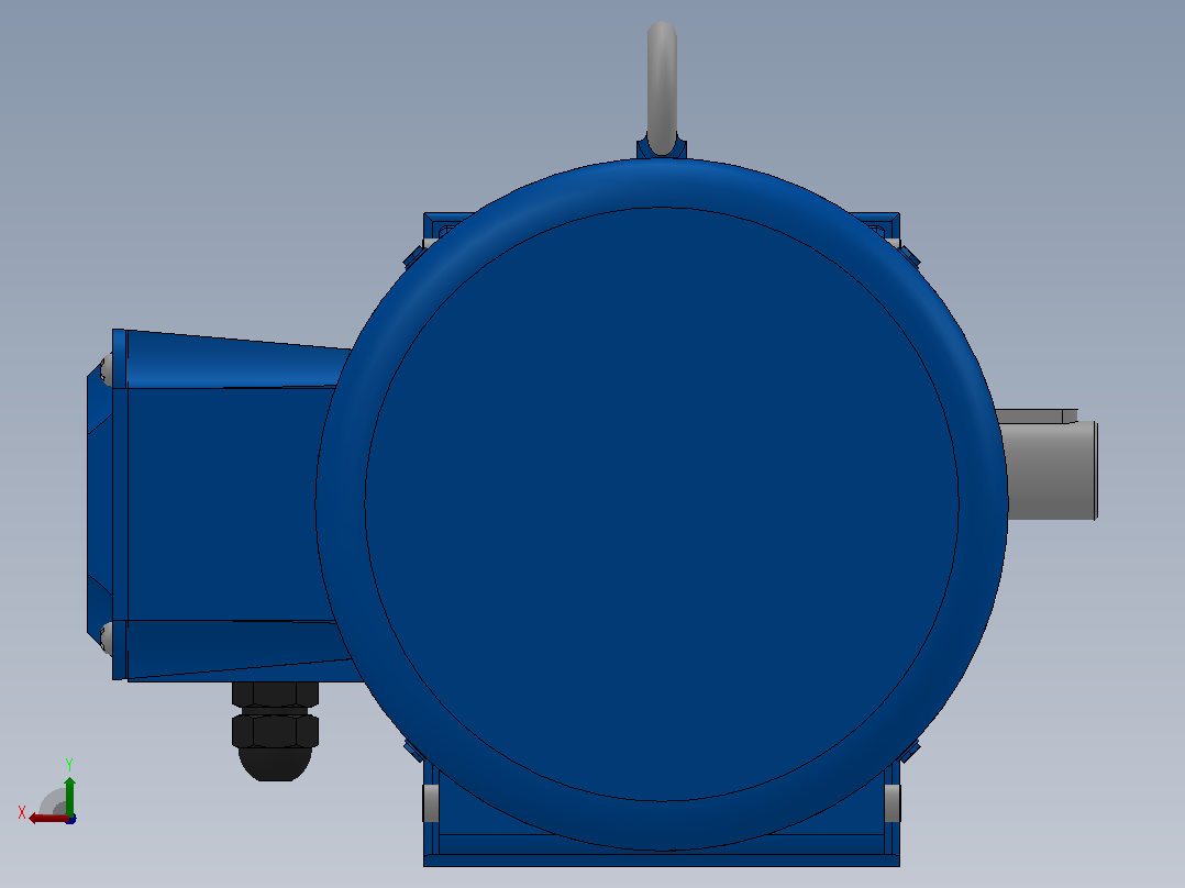 K37底脚轴伸式安装螺旋锥齿轮减速机K37-Y1.1-4P-12.14-M1-0°-A+B后视图