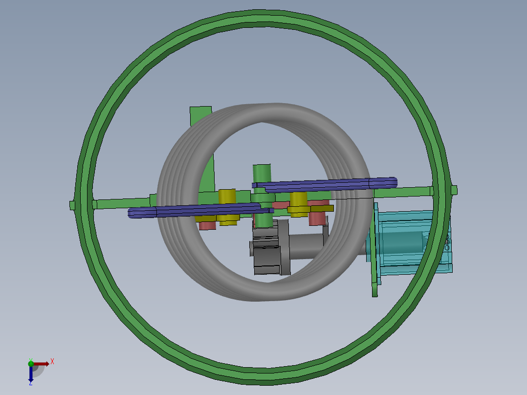 弹簧式网球发球机模型俯视图