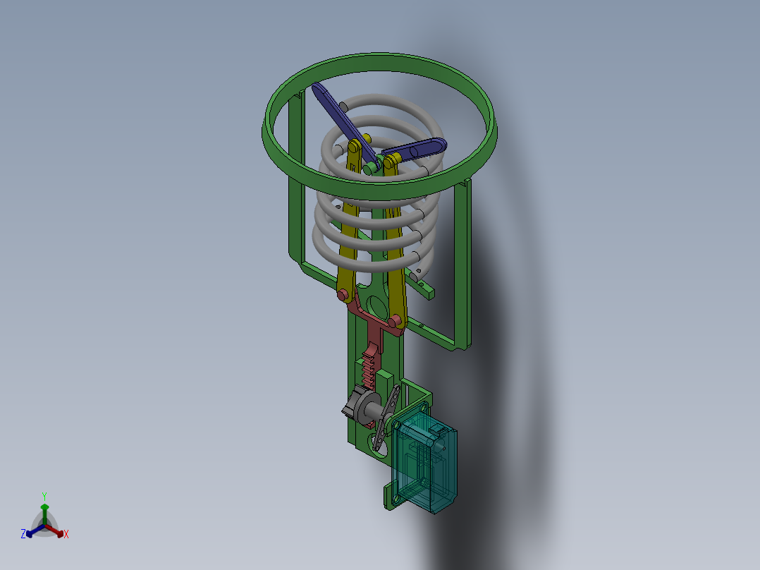 弹簧式网球发球机模型正等轴测图