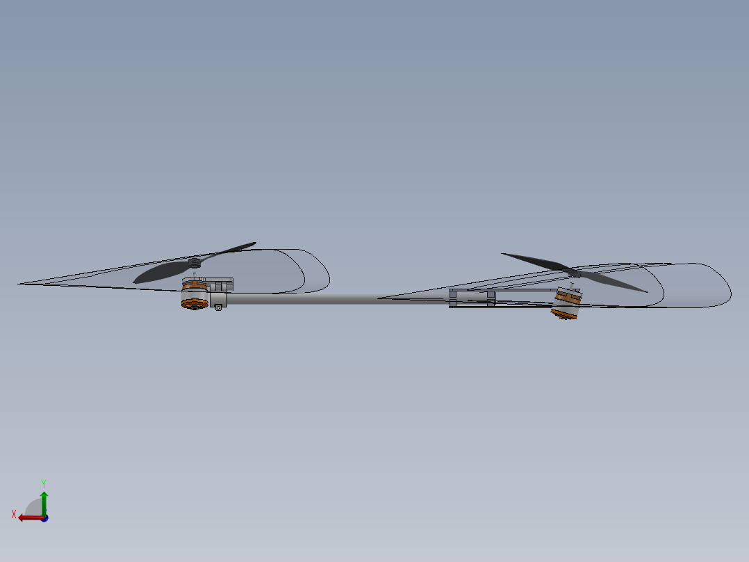 solidworks tricopter飞机原型后视图