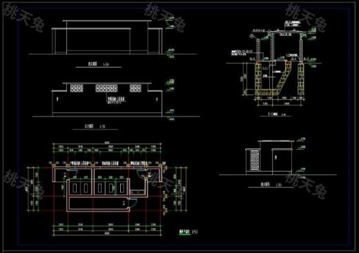 建筑面积17平的全封闭砖混结构旱厕详细施工CAD图纸厕所缩略图