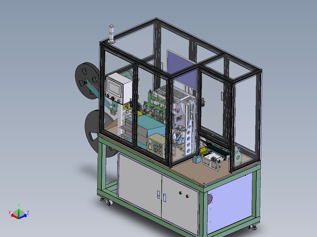 ZDH-BAOZ-006 电感字符极性检测及包装机械设备3D模型主视图