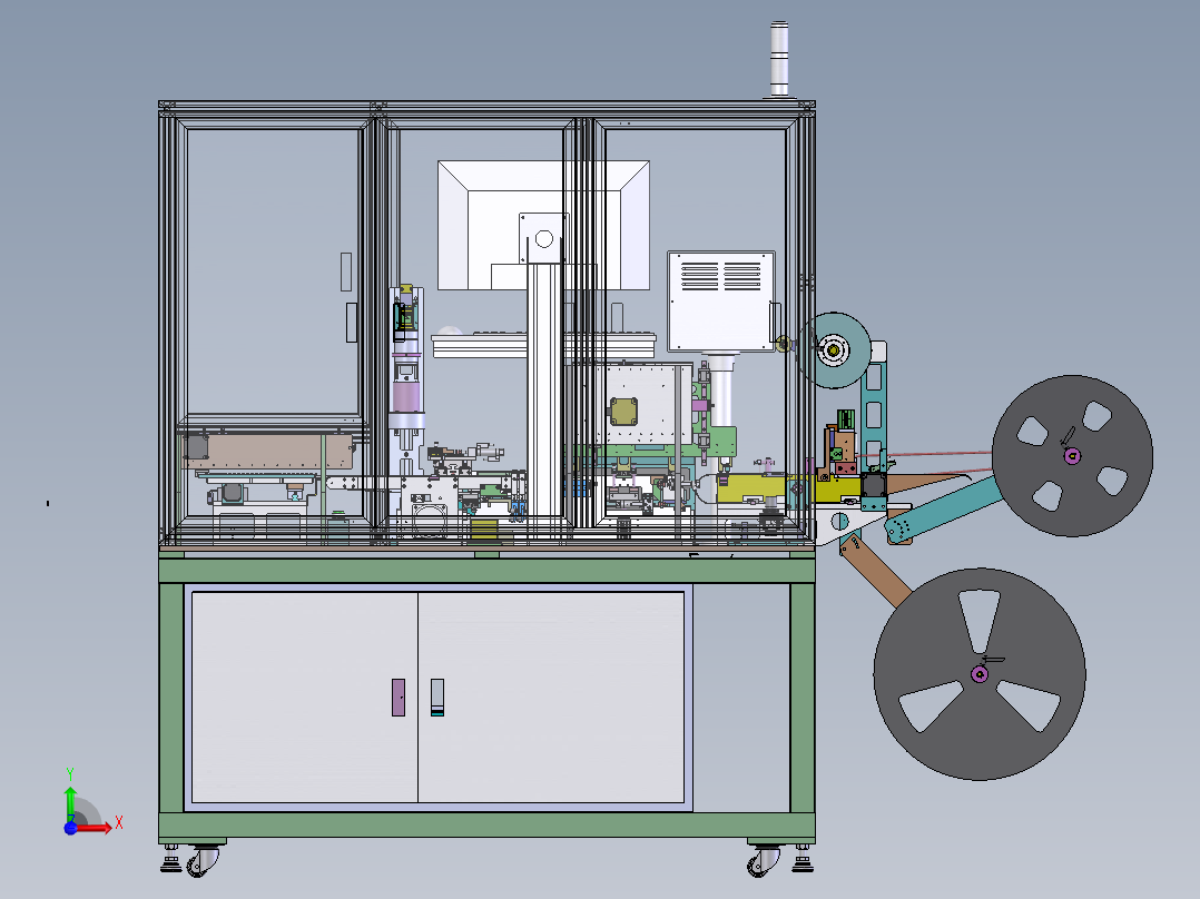 ZDH-BAOZ-006 电感字符极性检测及包装机械设备3D模型前视图