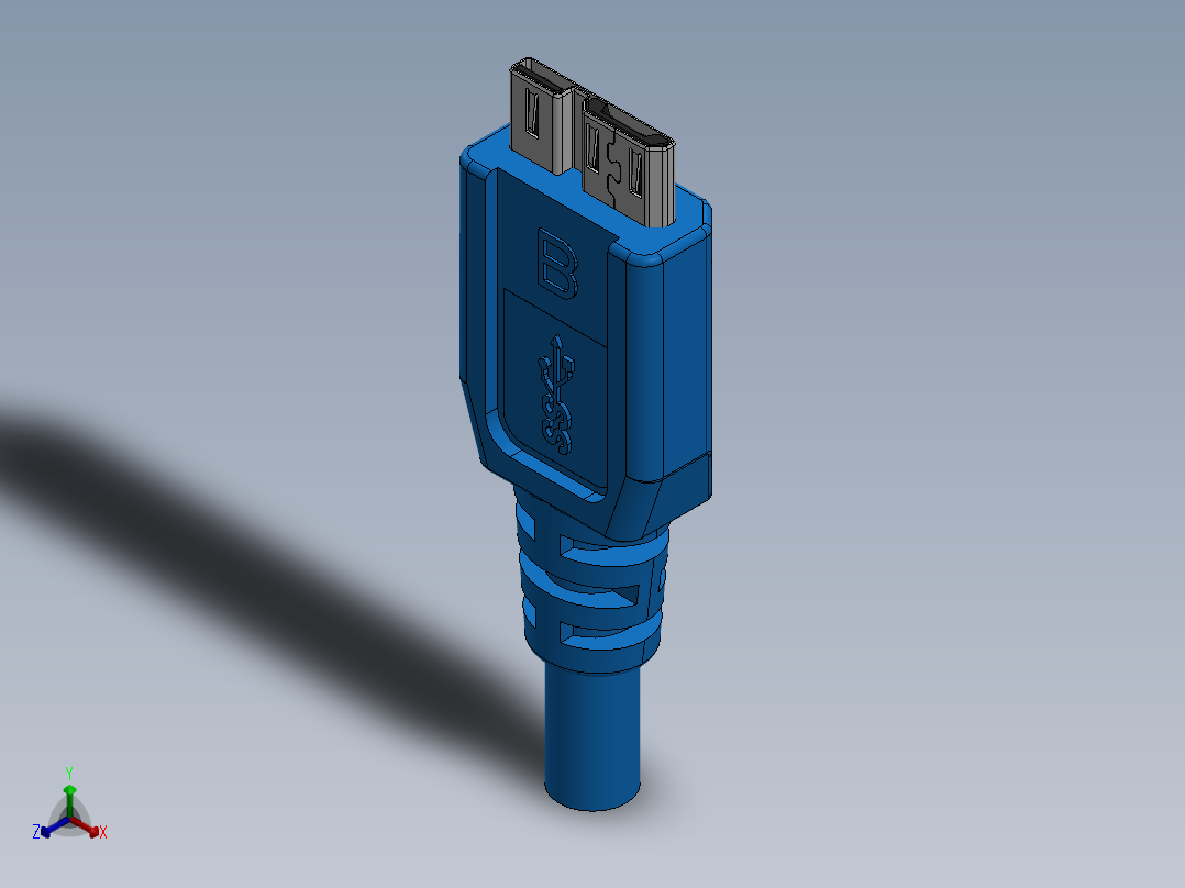 USB 3.0微型B插头正等轴测图