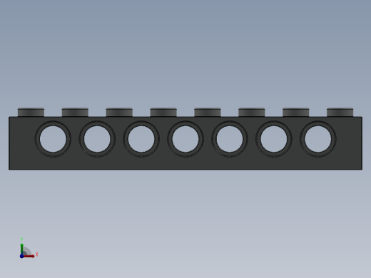 乐高机械组积木（横梁）-370202 Old Grey Technic Brick 1 x 8 with Holes前视缩略图