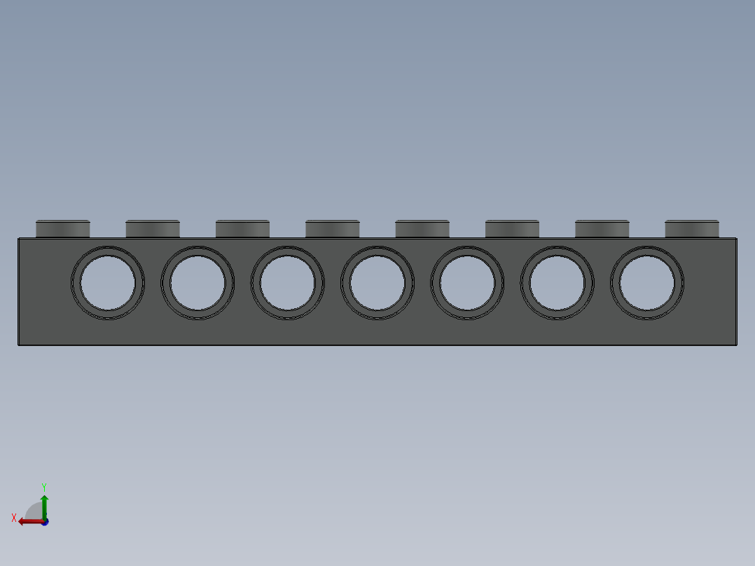 乐高机械组积木（横梁）-370202 Old Grey Technic Brick 1 x 8 with Holes后视图