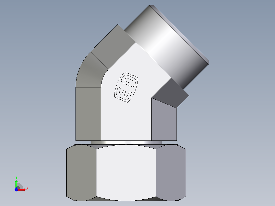 卡套式工业通用硬管接头EO_Swivel_nut_45_deg_elbow_EV18LOMD71前视图