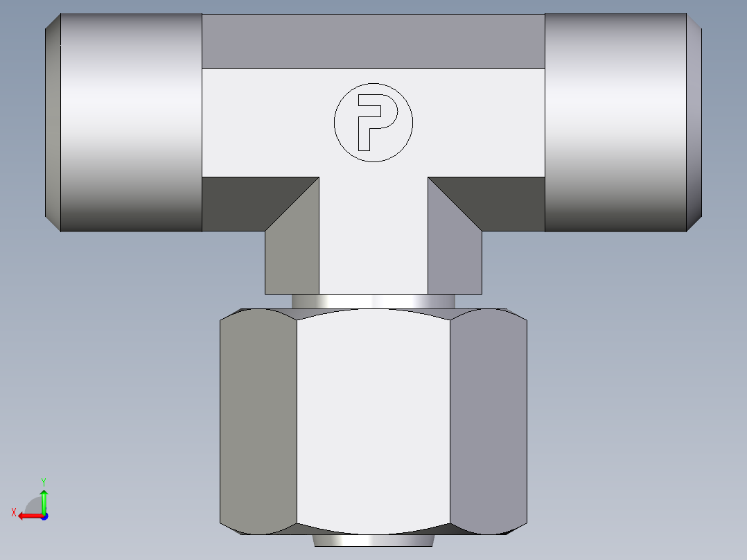 卡套式工业通用硬管接头EO_Swivel_nut_branch_tee_ET08LOMD71后视图