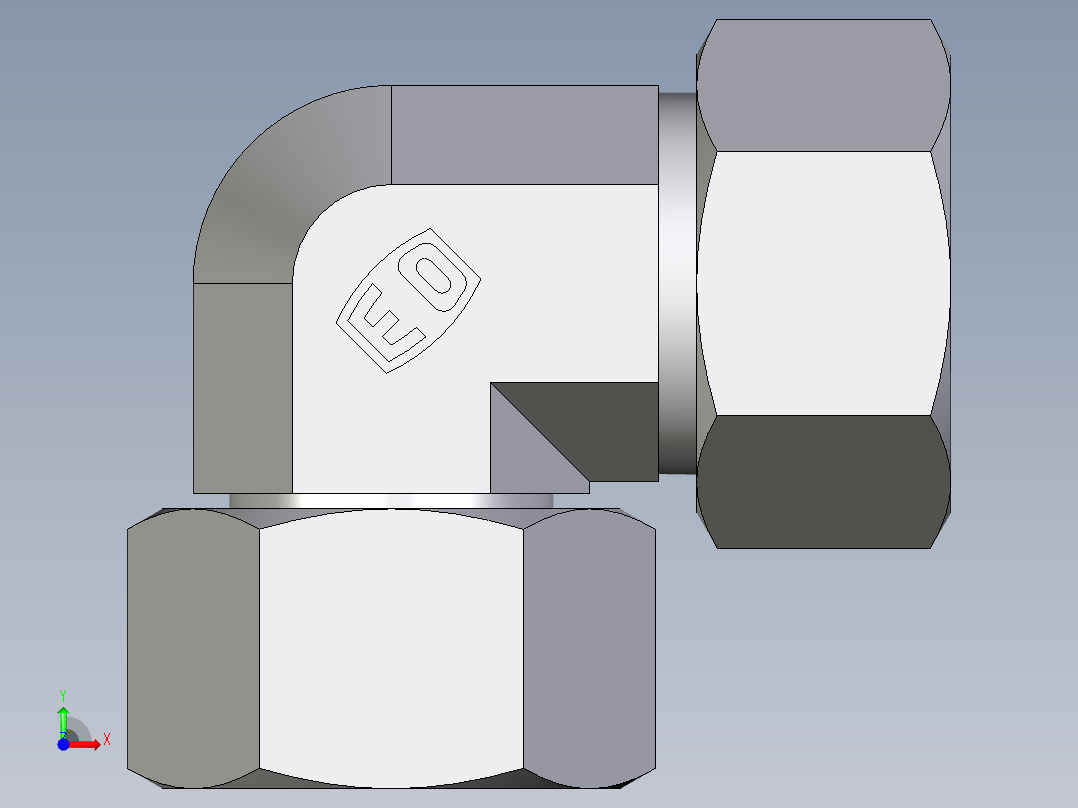 卡套式工业通用硬管接头EO_Swivel_nut_elbow_EW22ZL71前视图