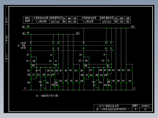 二台(VI)喷淋互备自投星--三角降压起动控制电路图