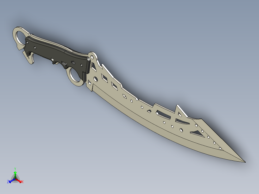 B2005171-山峰之巅砍刀正等轴测图