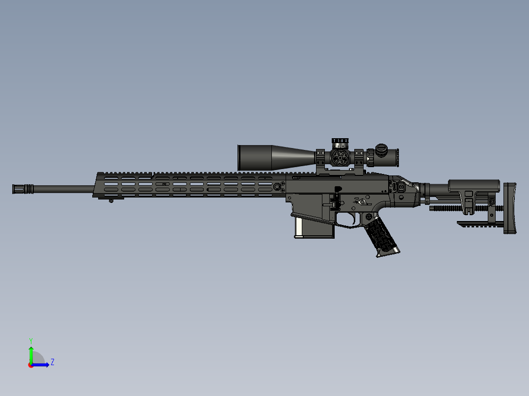 手枪左轮冲锋枪老式狙击步枪设计3D图纸perun-w-300-wm STP左视图