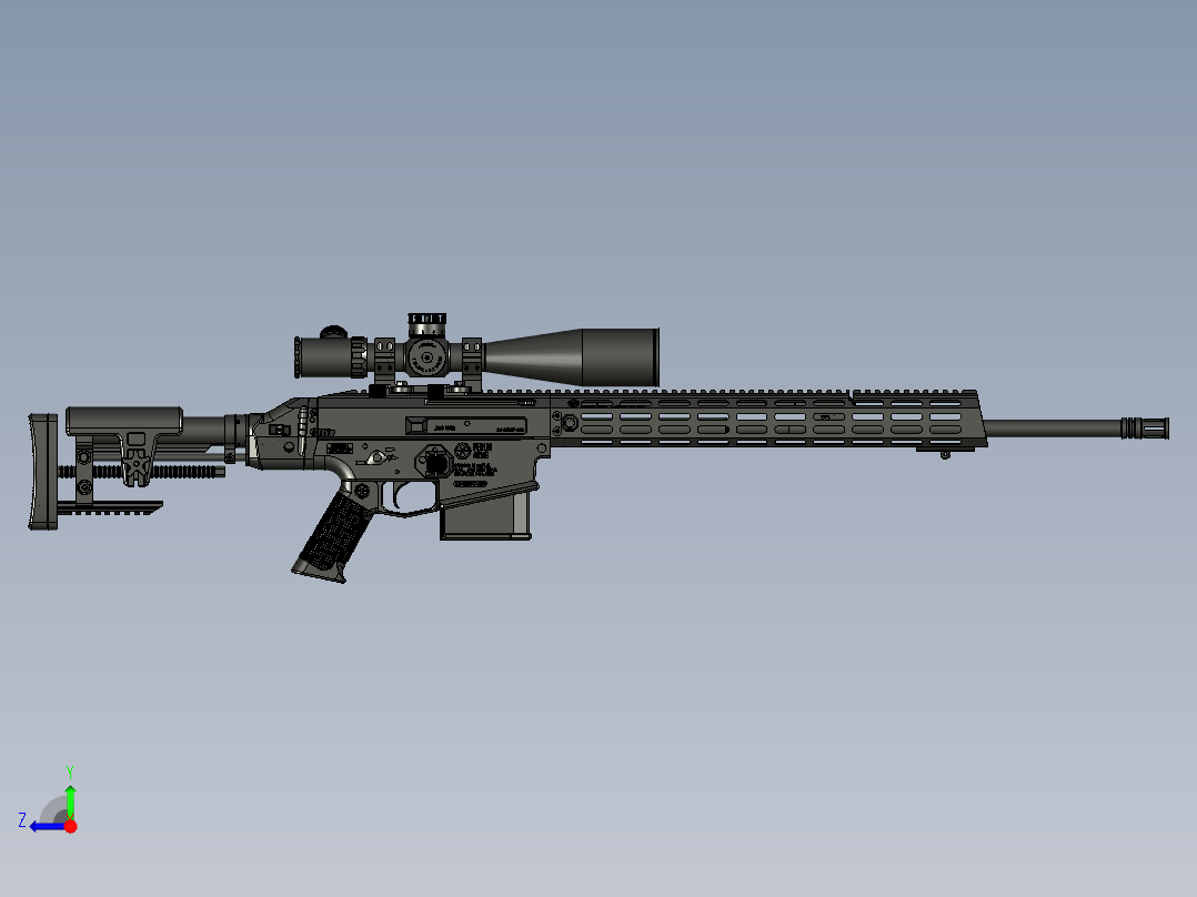 手枪左轮冲锋枪老式狙击步枪设计3D图纸perun-w-300-wm STP右视图