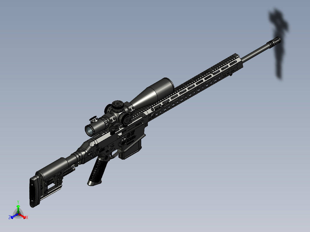 手枪左轮冲锋枪老式狙击步枪设计3D图纸perun-w-300-wm STP正等轴测图