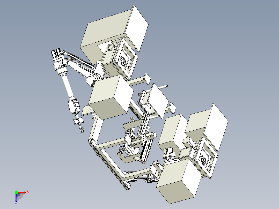 钣金边角毛刺机器人自动化打磨工作站方案设计俯视图