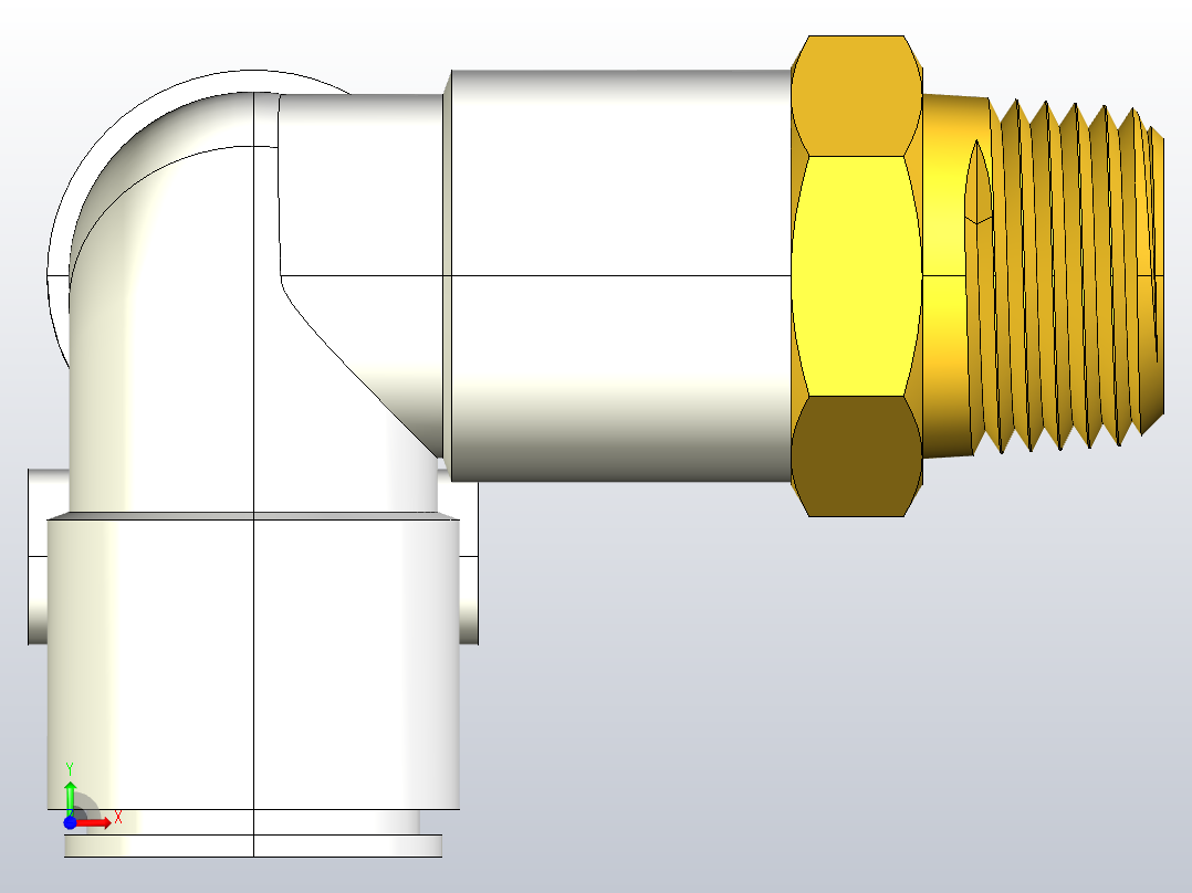 快速接头KQ2D外螺正三通接头[KQ2D10-03S]前视图