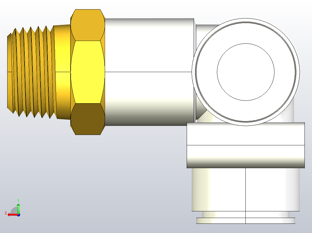 快速接头KQ2D外螺正三通接头[KQ2D10-03S]后视图
