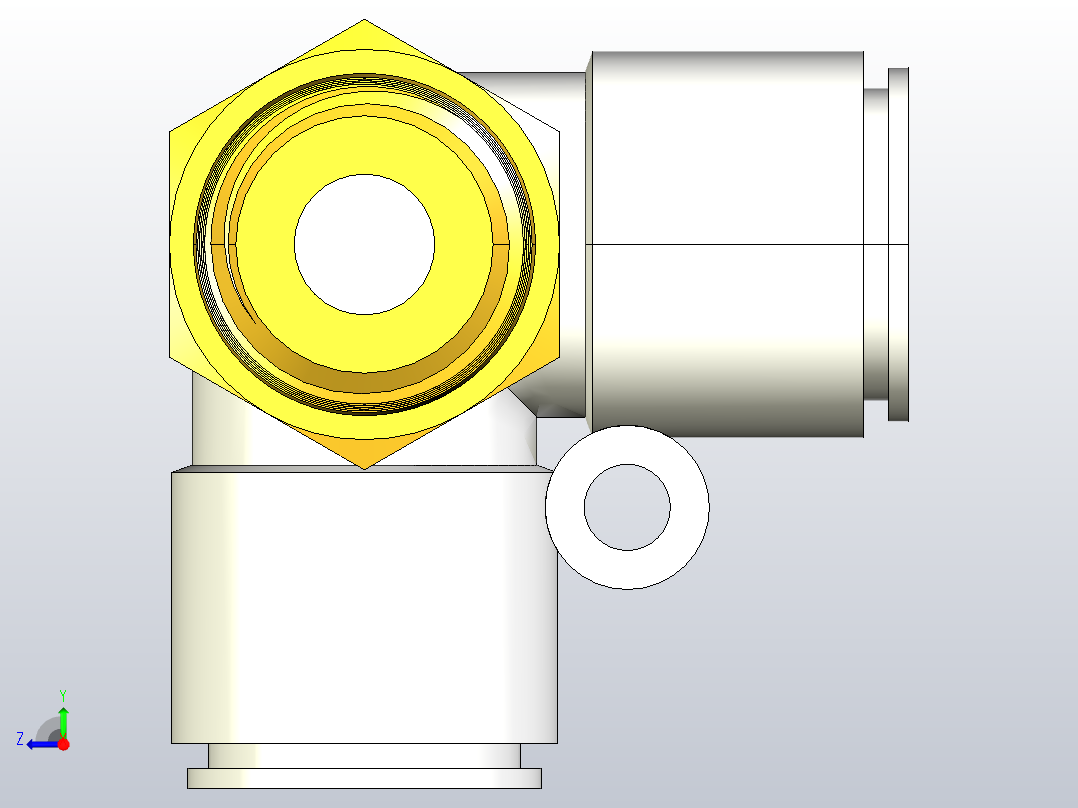 快速接头KQ2D外螺正三通接头[KQ2D10-03S]右视图