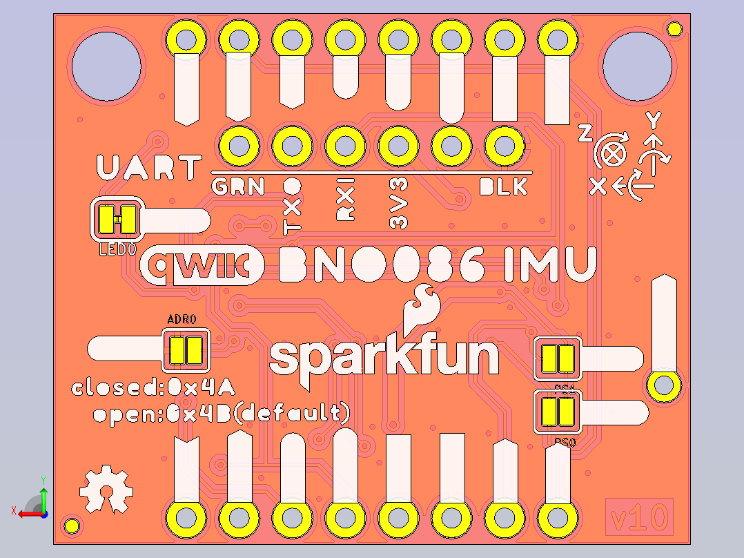 具有传感器功能的开发板后视图