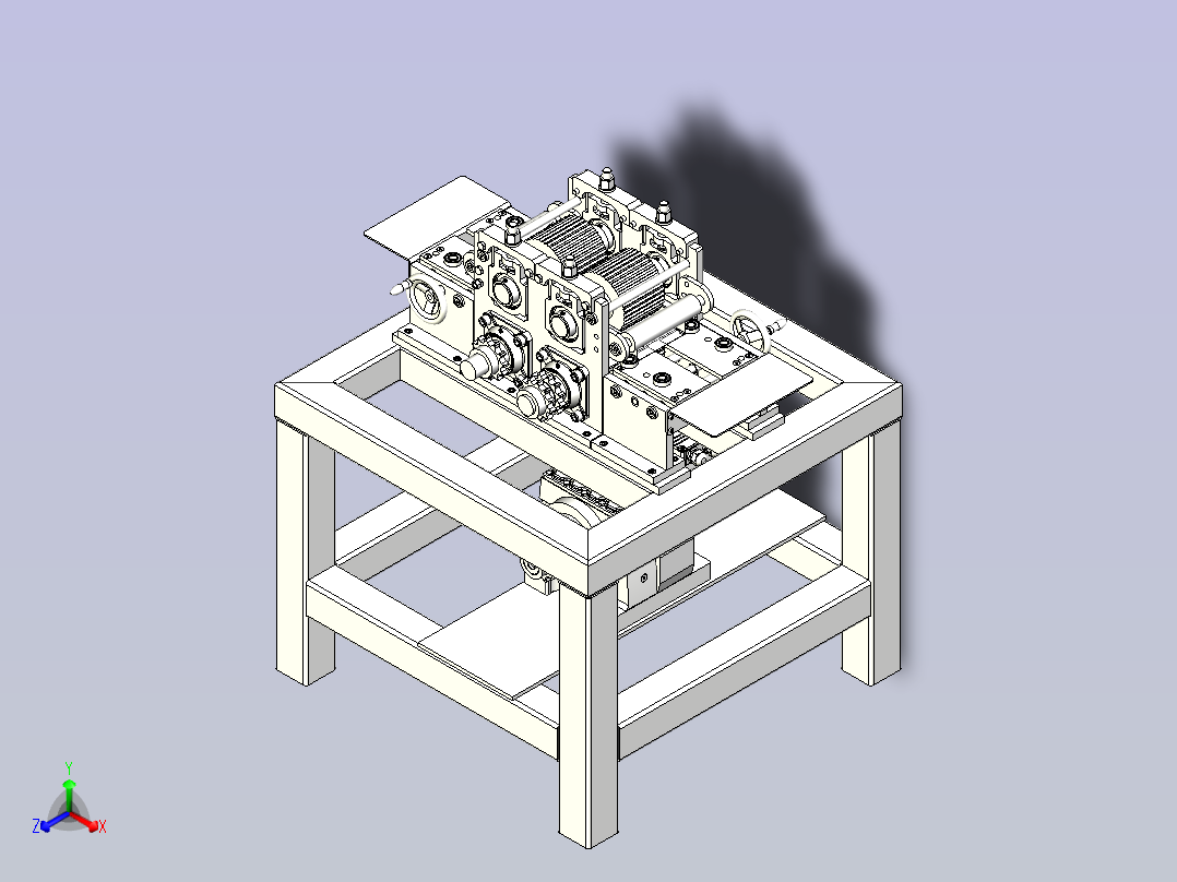 一款成卷机3D图纸正等轴测图