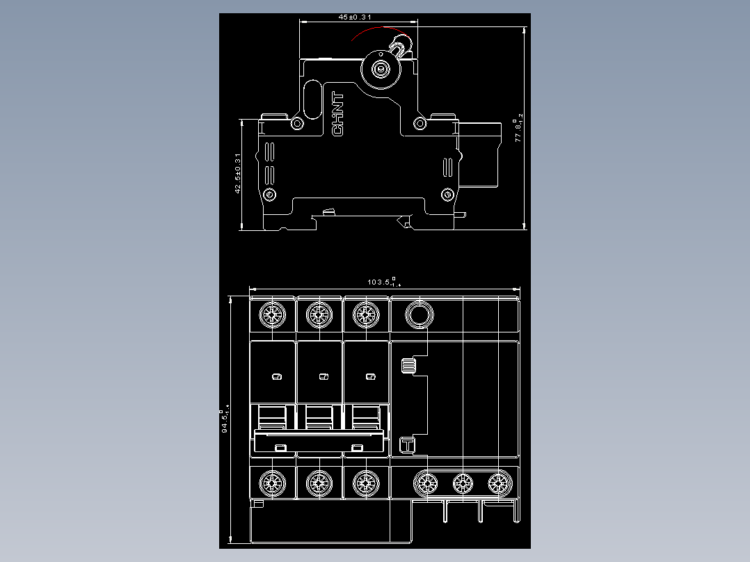 NBHLE-63 3P剩余电流动作断路器外形安装尺寸图202202