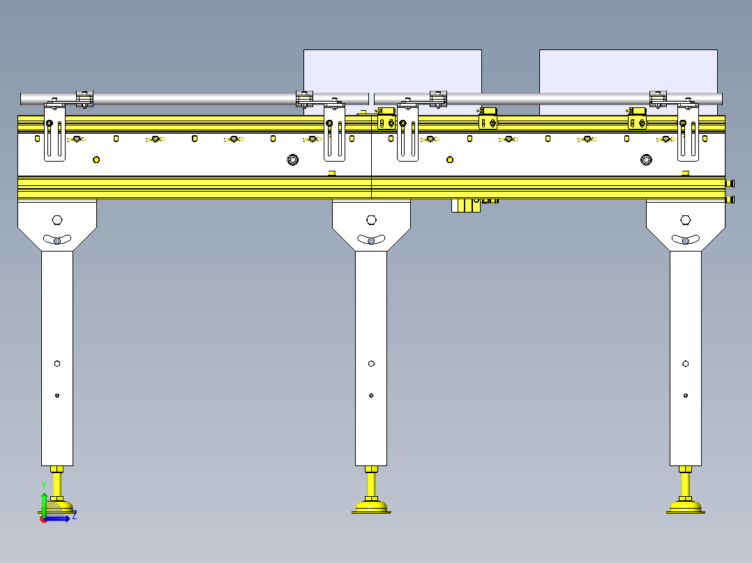 可改变导轨宽度的滚轮传送带左视图